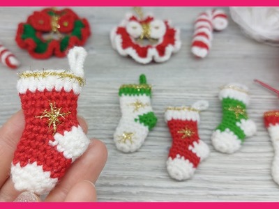 ????Crochet Christmas Ornaments|Easy Crochet Mini Stocking | Amigurumi (Yılbaşı Süsü) Mini Çorap Yapımı