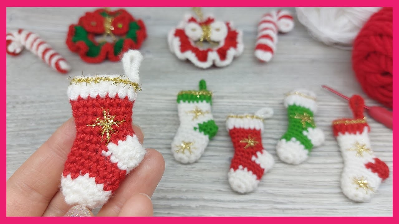 ????Crochet Christmas Ornaments|Easy Crochet Mini Stocking | Amigurumi (Yılbaşı Süsü) Mini Çorap Yapımı