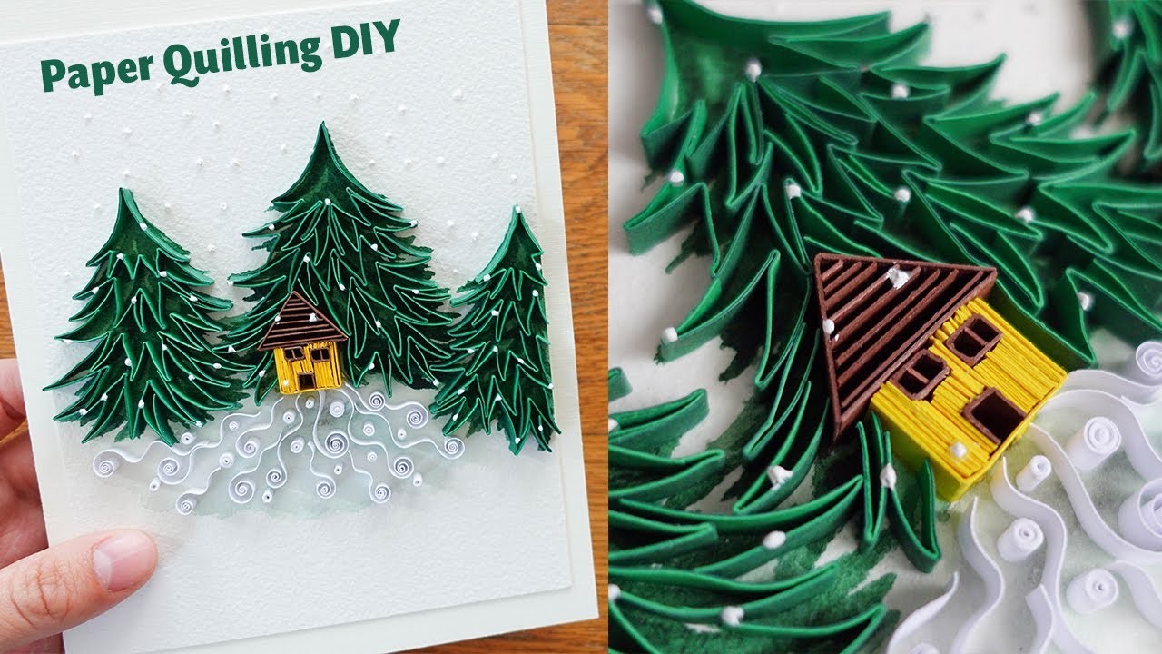 DIY Little house in snowy forest - Winter Holidays - Paper Quilling Christmas Crafts
