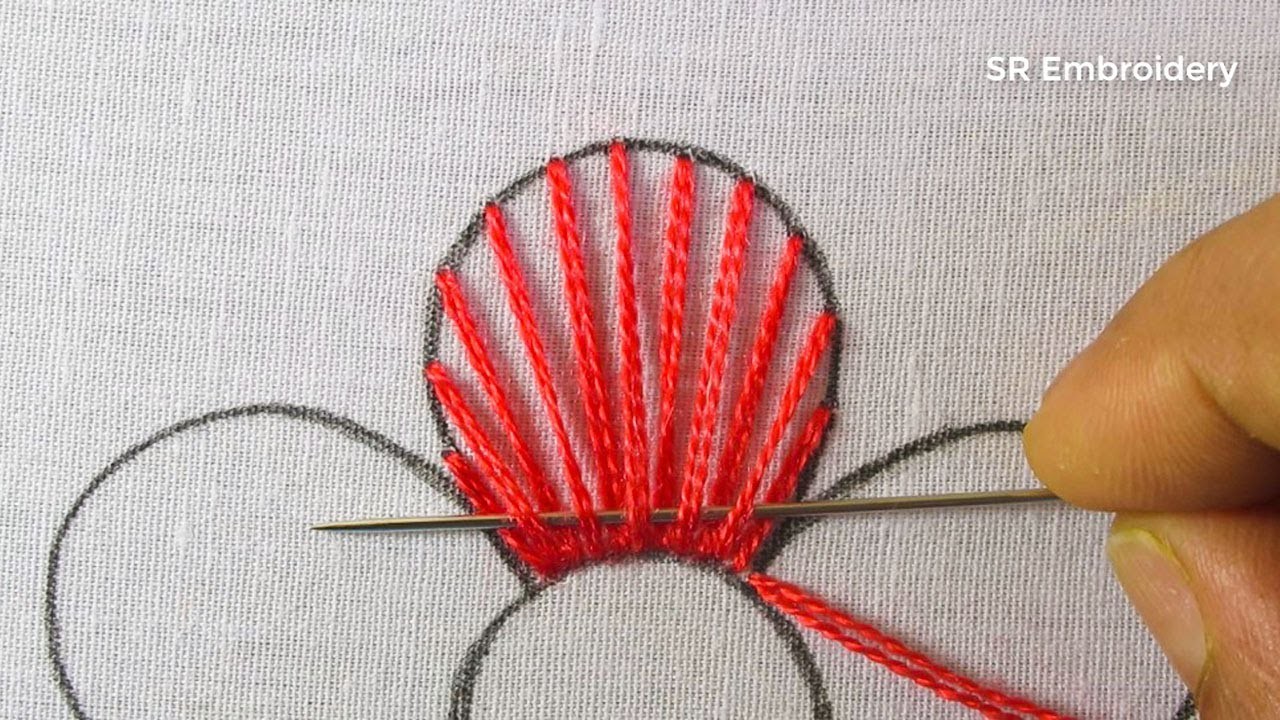 Easy Hand Embroidery Beautiful Flower Embroidery Tutorial & Colorful Flower Making Easy Needle Work