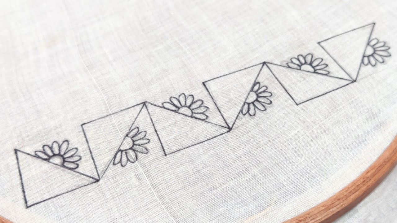 Fancy Floral Geometric Border Embroidery Design (Hand Embroidery Work)