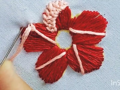Flowers embroidery for beginners| Hand embroidery flowers |#embroideryworld