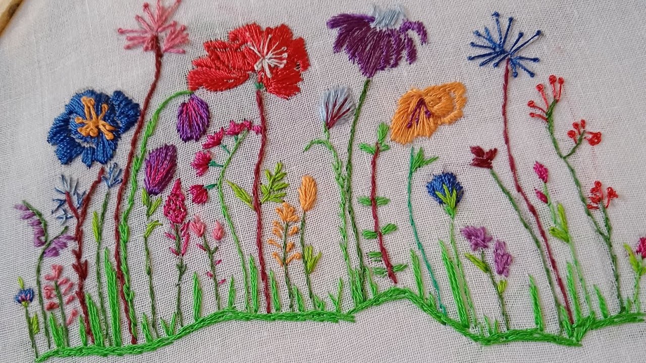 Garden flowers stitching|daily hand embroidery#hand embroidery#handcrafts