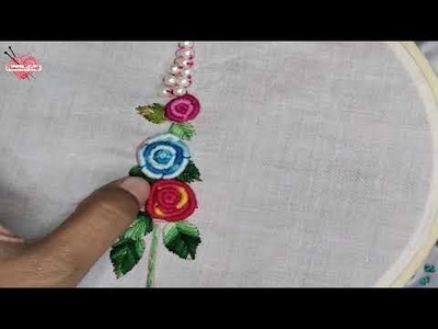 Hand Embroidery Bullion Knot Rose Stitch And Beautiful Flower Design