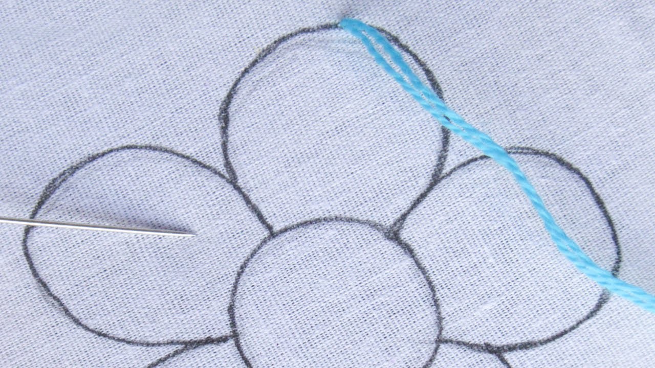 Hand embroidery easy floral design with easy cross needle sewing stitch variation