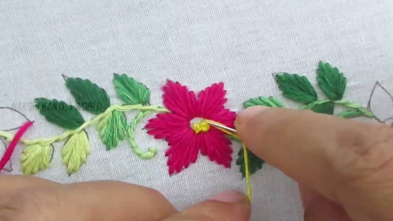 Hand Embroidery Super Easy Satin Stitch Border Line Design Simple Floral Border Embroidery