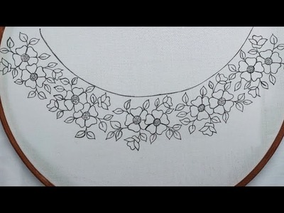 Hand embroidery: Very beautiful neckline embroidery - SIMPLE neck embroidery designs