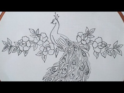 Hand embroidery: Very beautiful and easy peacock floral design tutorial