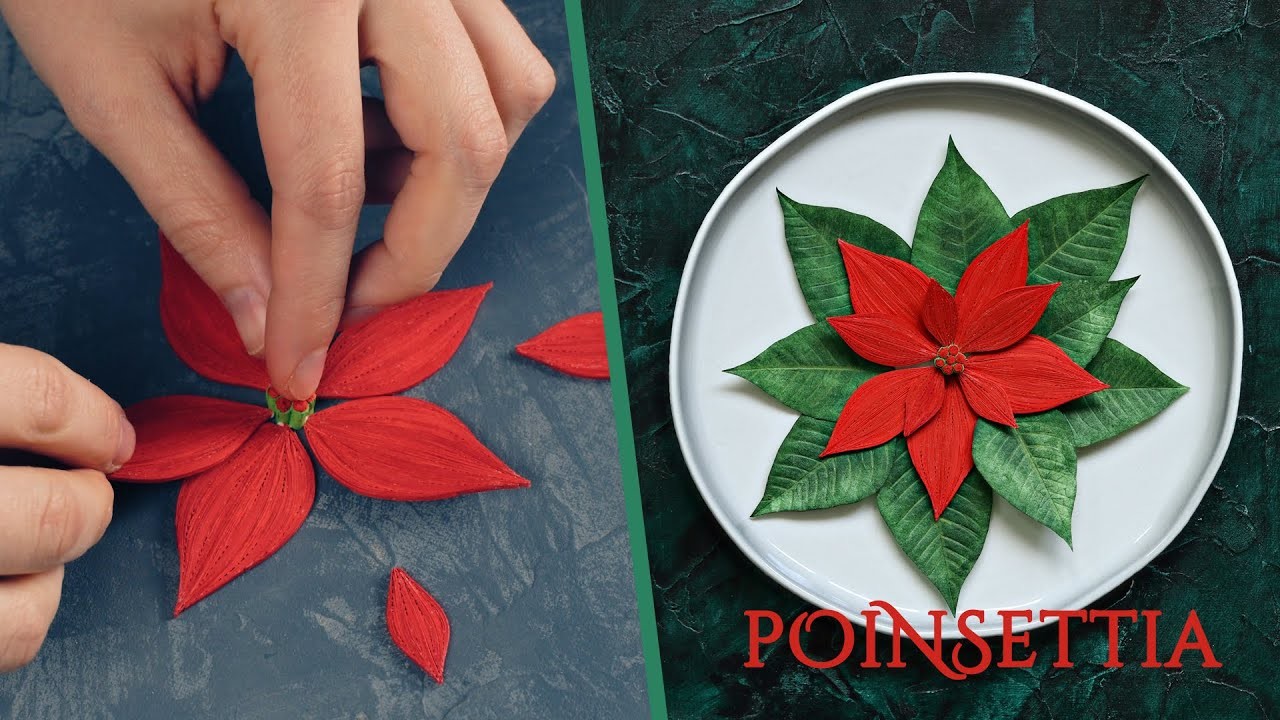Making Paper Poinsettia Flowers - Botanical Art - 3D Paper Quilling