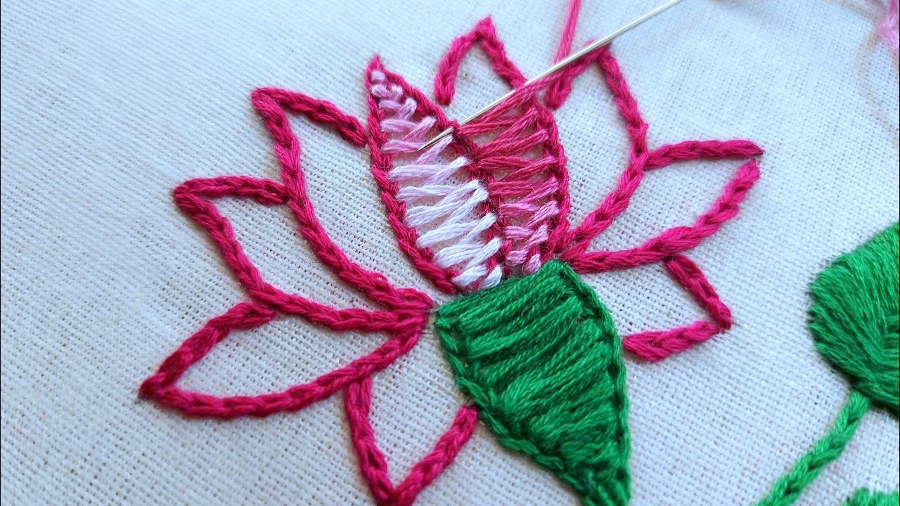 Most beautiful Lotus flower design|latest hand embroidery|hand embroidery