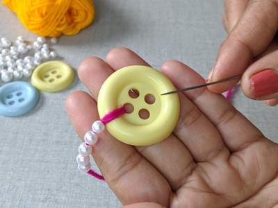 New Amazing Hand Embroidery Flower design idea.Very Easy & Super Hand Embroidery Button Flower idea