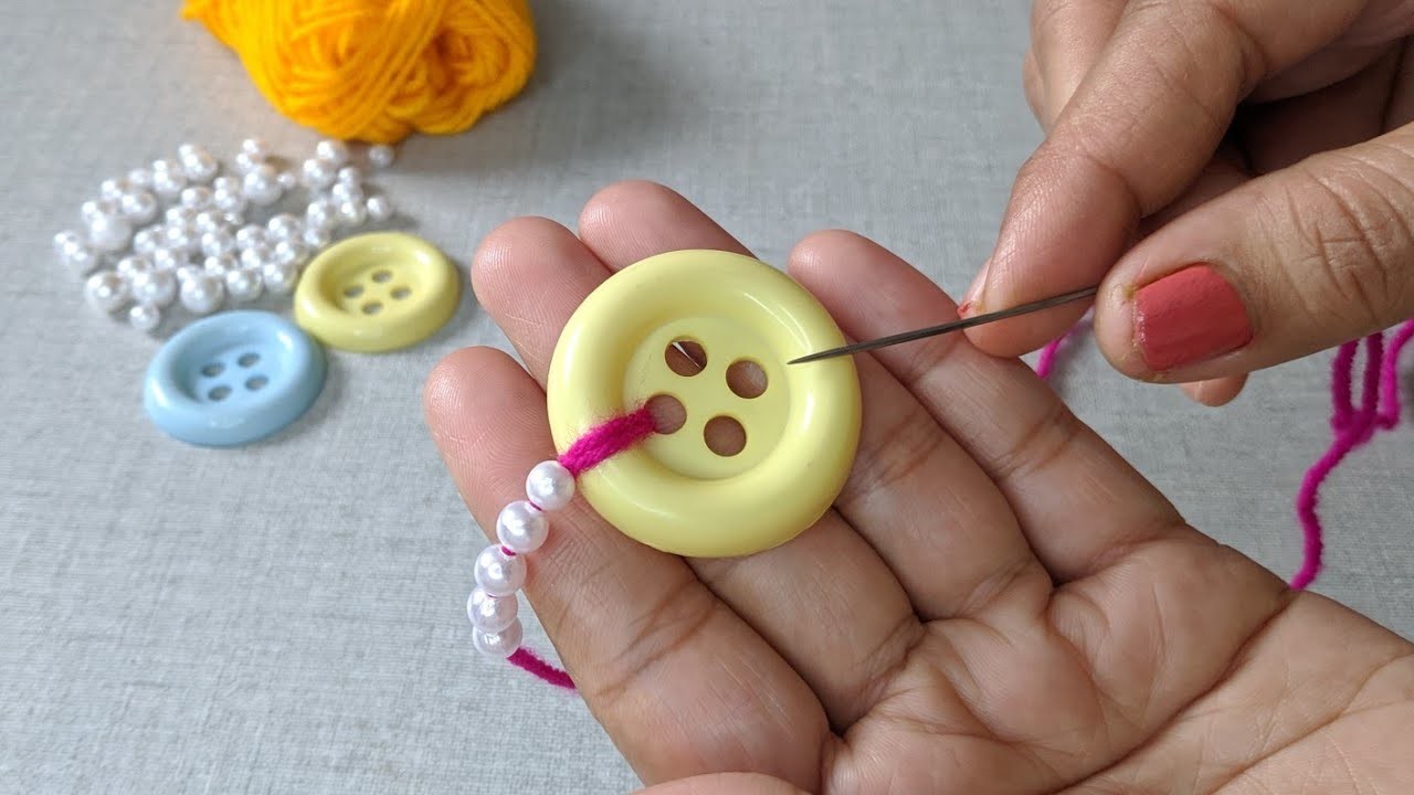 New Amazing Hand Embroidery Flower design idea.Very Easy & Super Hand Embroidery Button Flower idea