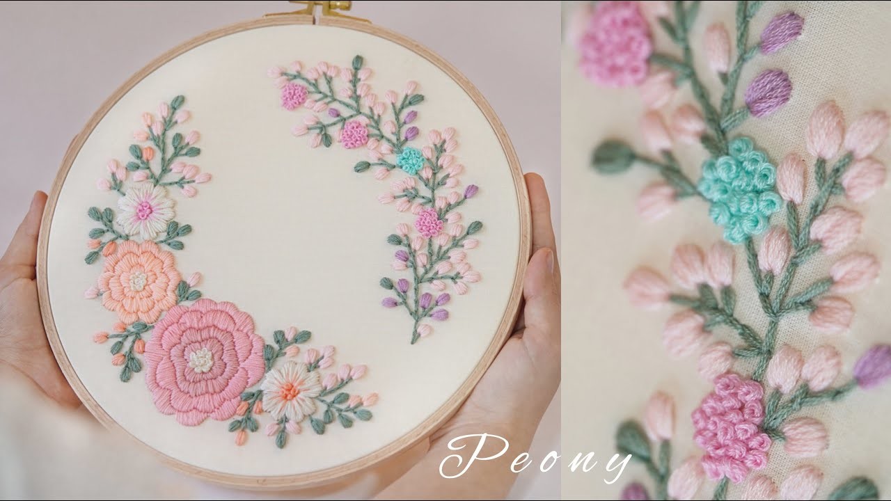 Peony.Embroidery tutorial.PDF pattern