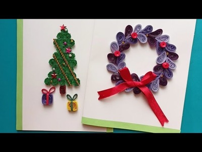 Quilling Christmas greeting cards| #quilling #quillingchristmascard  #quillingwreath #quillingcrown