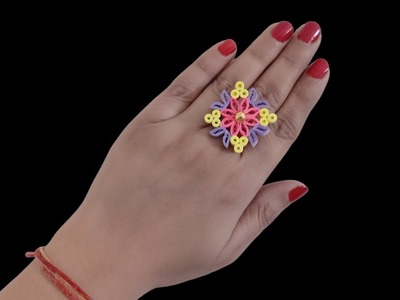 Quilling finger rings for girls. quilling ring making at home
