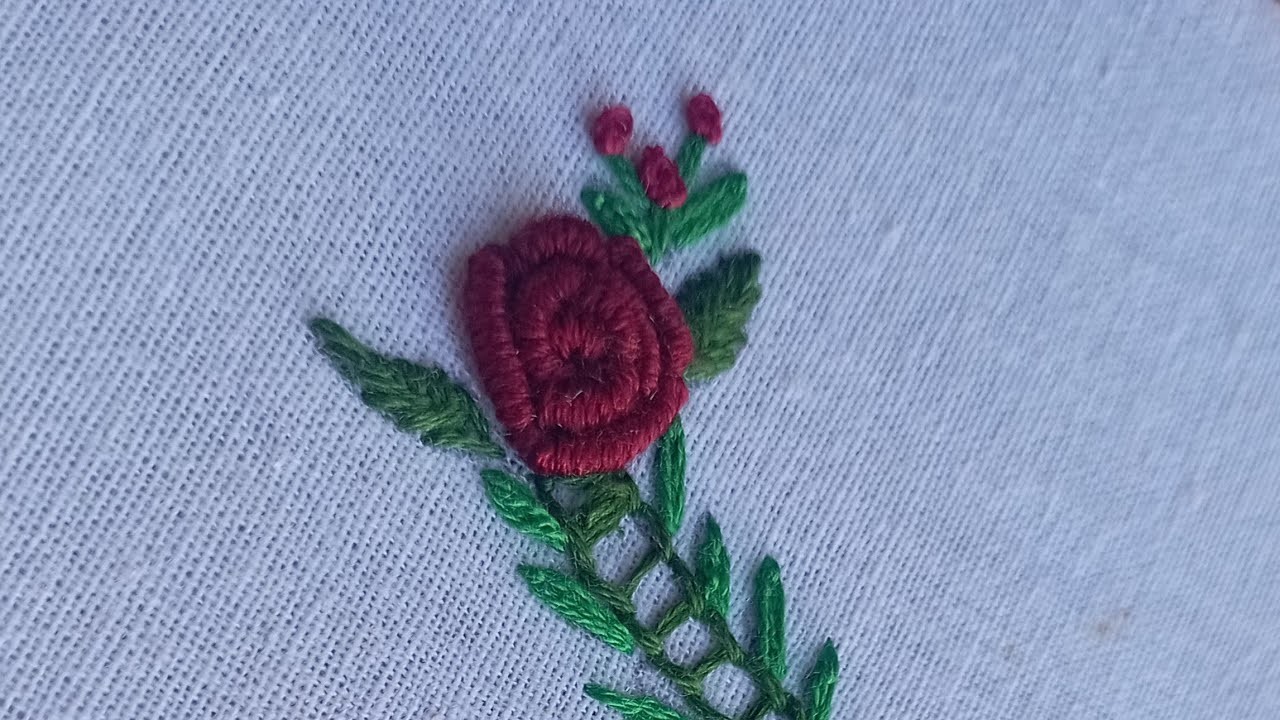 Simple Flower Border Design Hand Embroidery #handembroidery