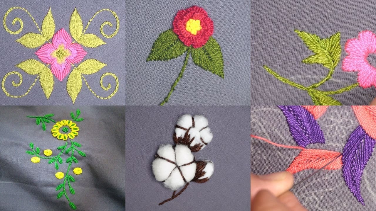 Stunning 6 Hand Embroidery Tutorial in One Video, Best Embroidery Designs