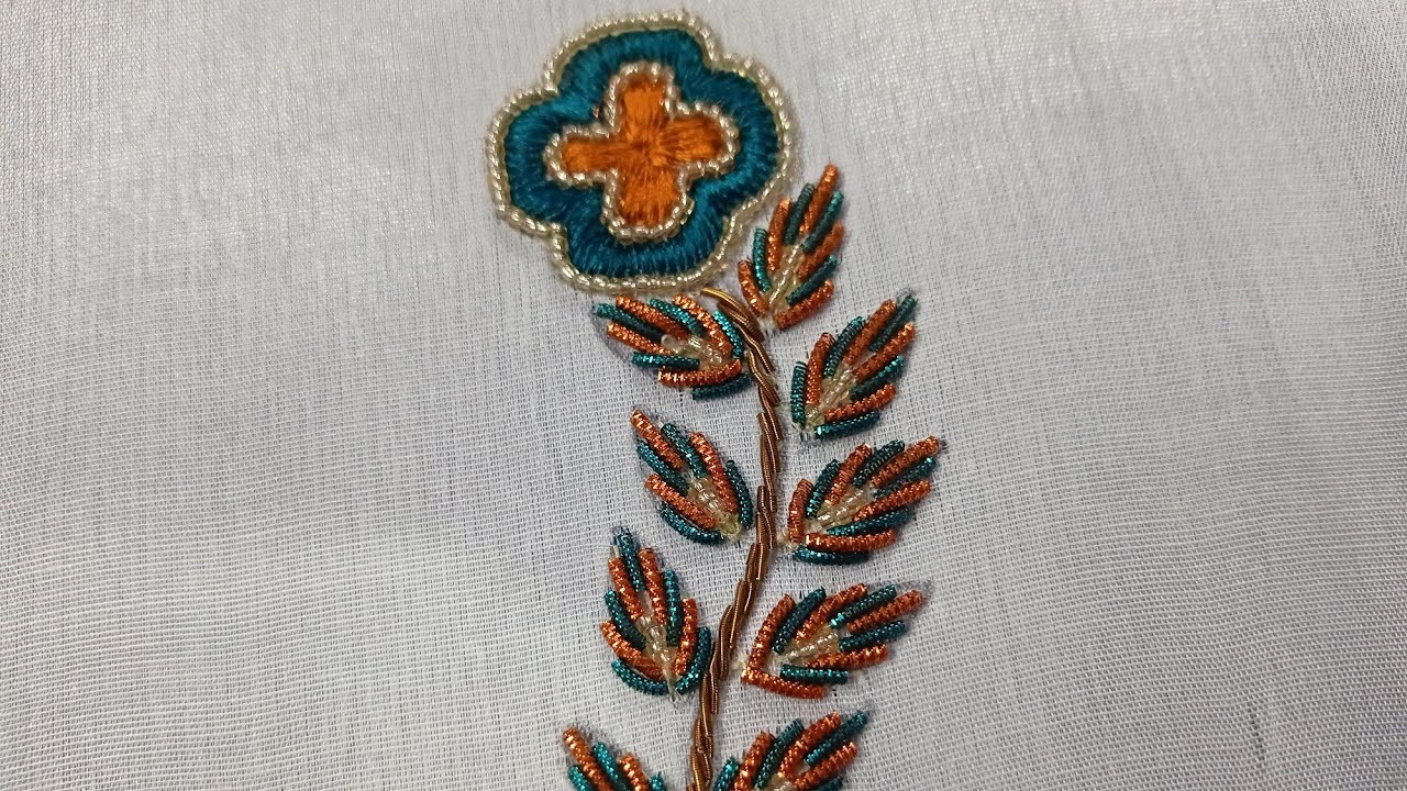 Super Easy Hand Embroidery With Needles Easy Flower Design.Hand Embroidery