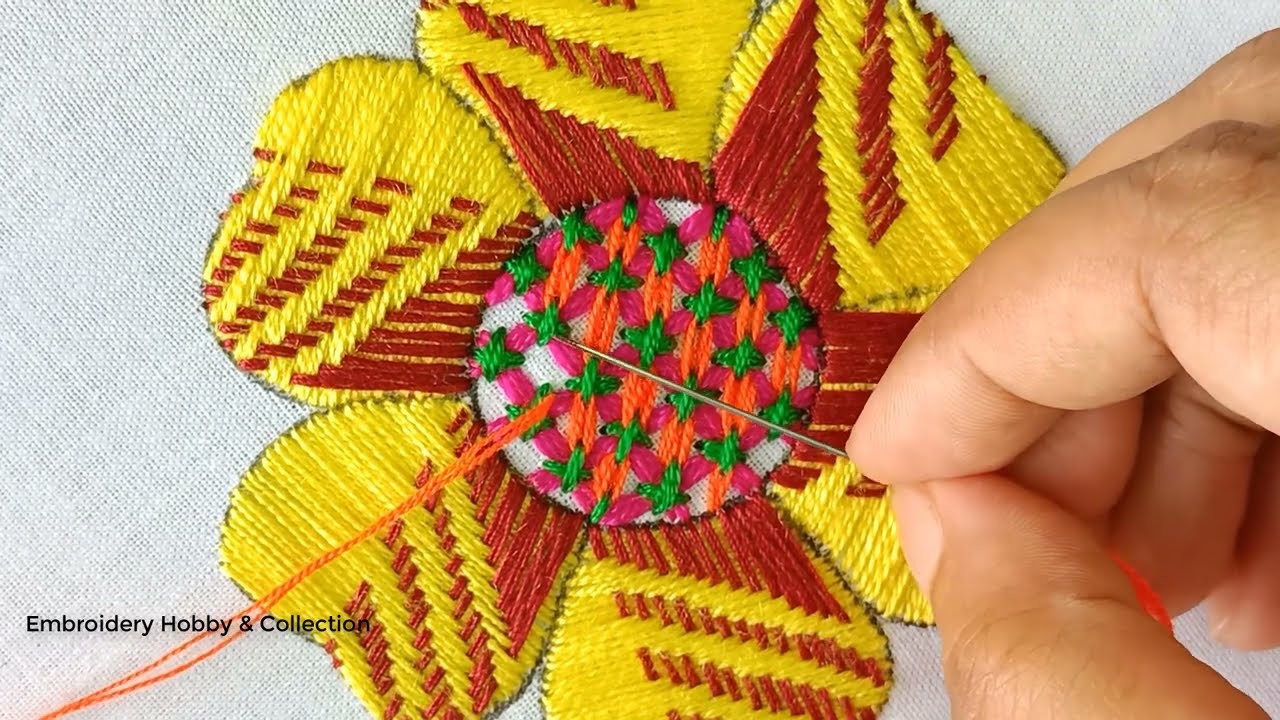 Super Fancy flower hand embroidery tutorial.Needlepoint.Bordado fentacia #handembroidery #sewinghack