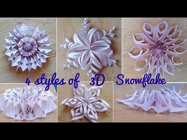Top 4 3D paper snowflake ❄️ | paper craft | Christmas craft | origami craft | 2022 | Arshia Arshed