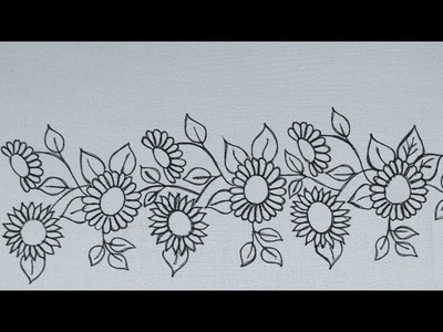 Top class hand embroidery - Beautiful creeper of sunflowers ????- - Free Floral Border Embroidery