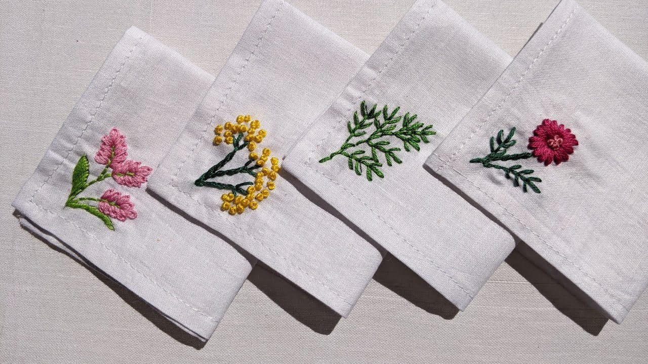 VERY EASY HANDKERCHIEF HAND EMBROIDERY FOR BEGINNERS