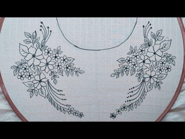 Very pretty floral neckline hand embroidery design - Hand embroidery neck designs - Embroidery Queen