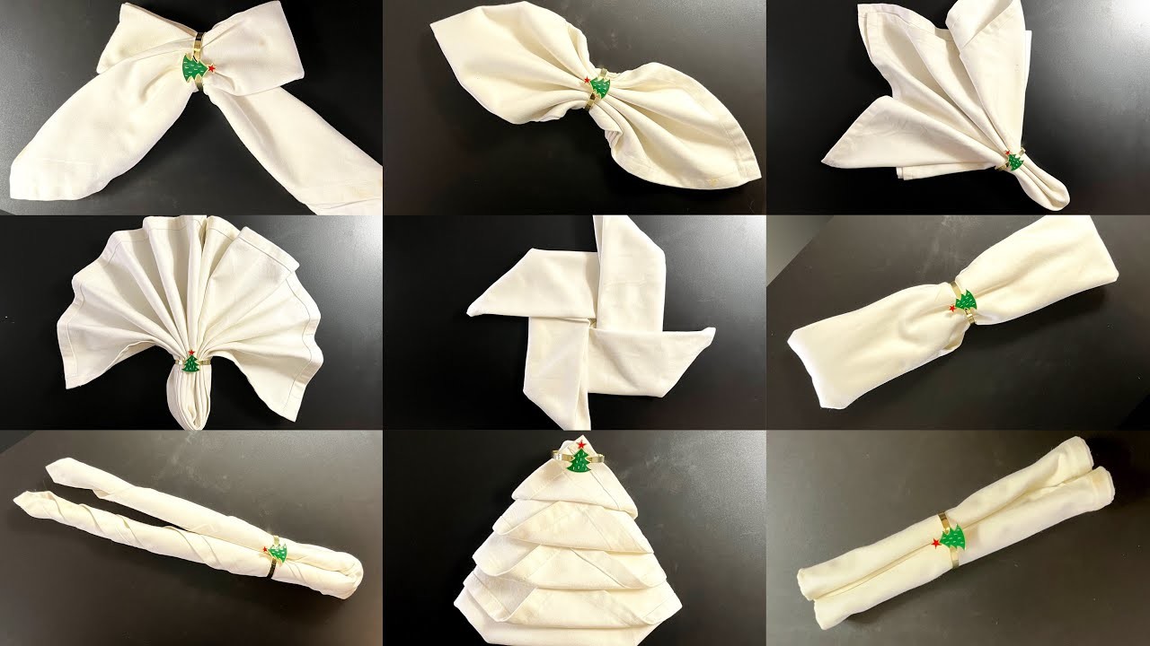 12 Napkin Folding Techniques | Restaurant style | How to fold napkins.
