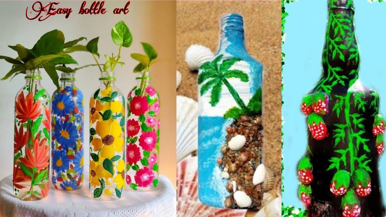 6 Best bottle painting.waste bottle reuse ideas.bottle decoration ideas.glass bottle ideas!!