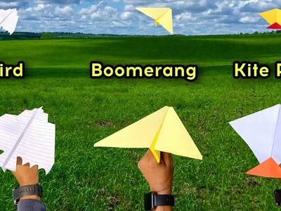 Best 3 flying kite plane, best 3 paper bird plane, how to make 3 paper flying plane