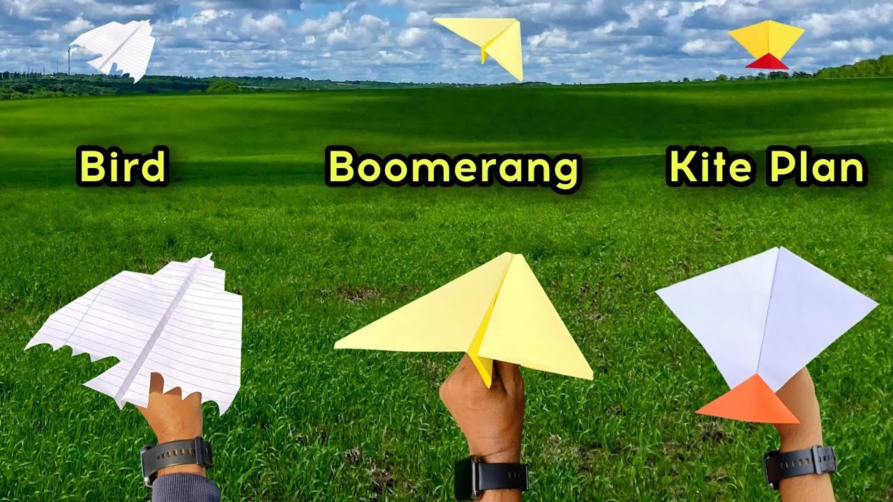 Best 3 flying kite plane, best 3 paper bird plane, how to make 3 paper flying plane