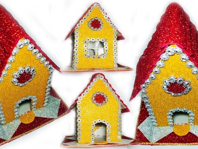 Christmas Miniature Santa Claus Houses Making With Cardboard | DIY Christmas House Craft Ideas