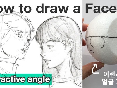 How to draw a face with an attractive angle. Tutorial. Practice