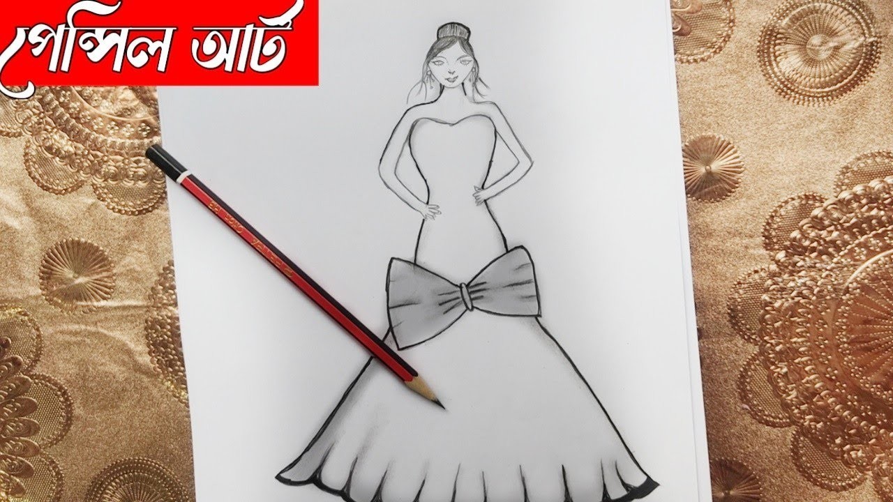 How to draw Barbie doll with beautiful dress.pencil sketch drawing.(shimu art) drawing pencil art♥️