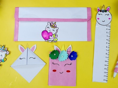 How To Make Unicorn School supplies | DIY Unicorn paper Craft | Back To School | School Hacks