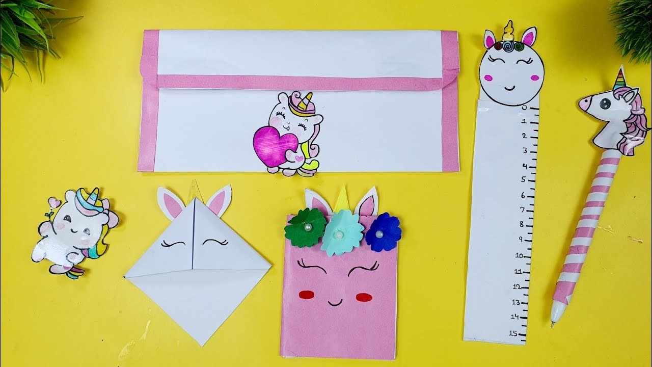 How To Make Unicorn School supplies | DIY Unicorn paper Craft | Back To School | School Hacks