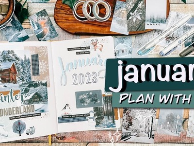 JANUARY 2023 plan with me | monthly bullet journal setup | winter wonderland MAXIMALIST theme