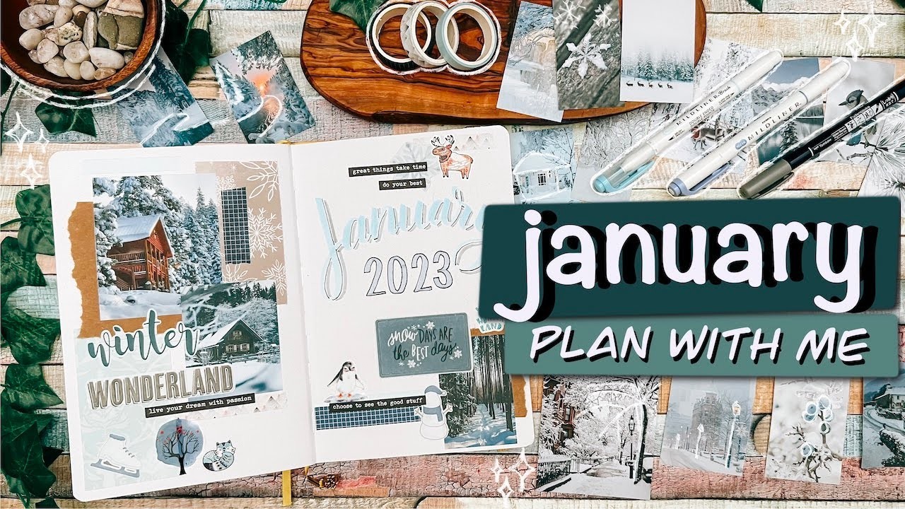 JANUARY 2023 plan with me | monthly bullet journal setup | winter wonderland MAXIMALIST theme