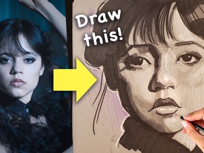 Jenna Ortega Drawing | How to Draw Wednesday Addams