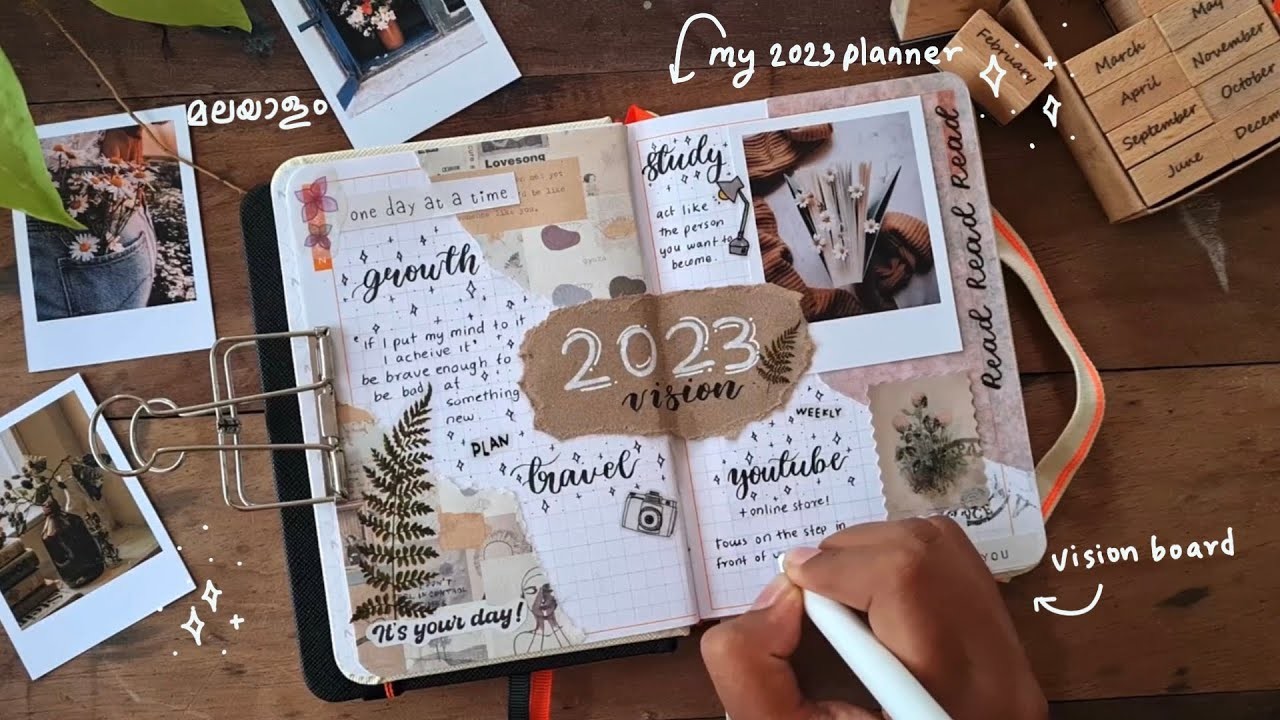 My 2023 planner and vision board set up | Malayalam | safa with pen