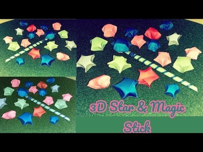 Paper 3D Star And Magic Stick| Diy Paper Star & Magic Stick Very Easy | 3D Star And Magic Stick