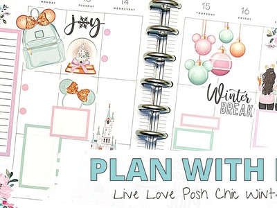 PLAN WITH ME - CLASSIC VERTICAL HAPPY PLANNER - CHIC WINTER LIVE LOVE POSH CHRISTMAS DISNEY TRIP