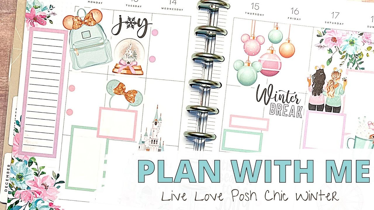 PLAN WITH ME - CLASSIC VERTICAL HAPPY PLANNER - CHIC WINTER LIVE LOVE POSH CHRISTMAS DISNEY TRIP