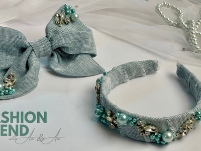 2 Pcs Hair Accessories Diy. Jewelry Headband and Bow Hair Clips