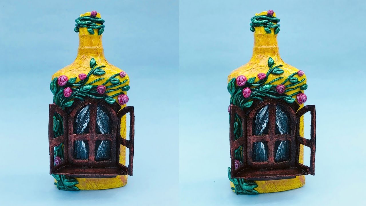 Bottle painting | waste bottle reuse idea | glass bottle painting | bottle decoration | DIY ideas |