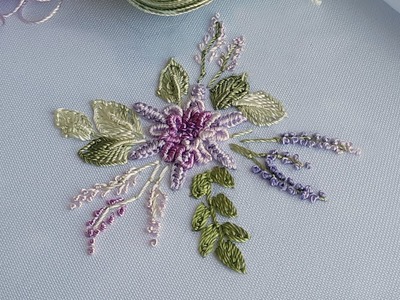 Brazilian Embroidery Violet Flower Fantasy Dimensional stitches