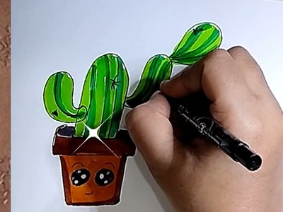 Can you draw Shiny Thorns|  Easy Cactus drawing for kids #youtubeshorts #indiashorts #howtodraw