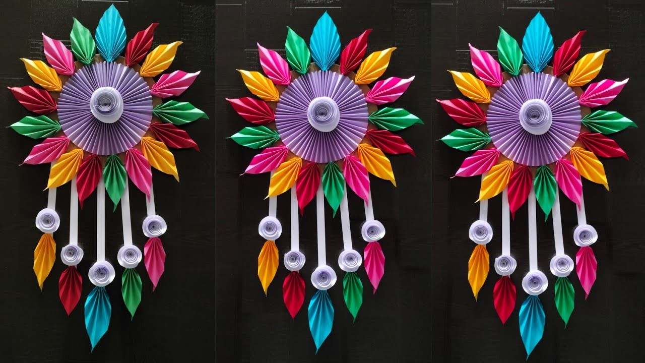 COLORFUL and easy wall hanging ideas. Cardboard reuse.color paper crafts. The KS DIY
