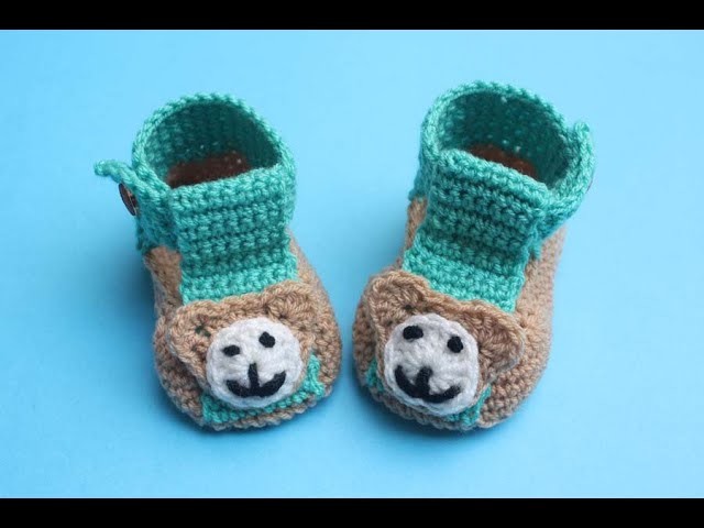 Crochet Baby Booties.Super Easy Baby Crochet Bear Shoes