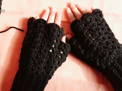 Crochet fingerless gloves #fingerless #gloves #black #easytutorial #freepattern #crochetbeginners